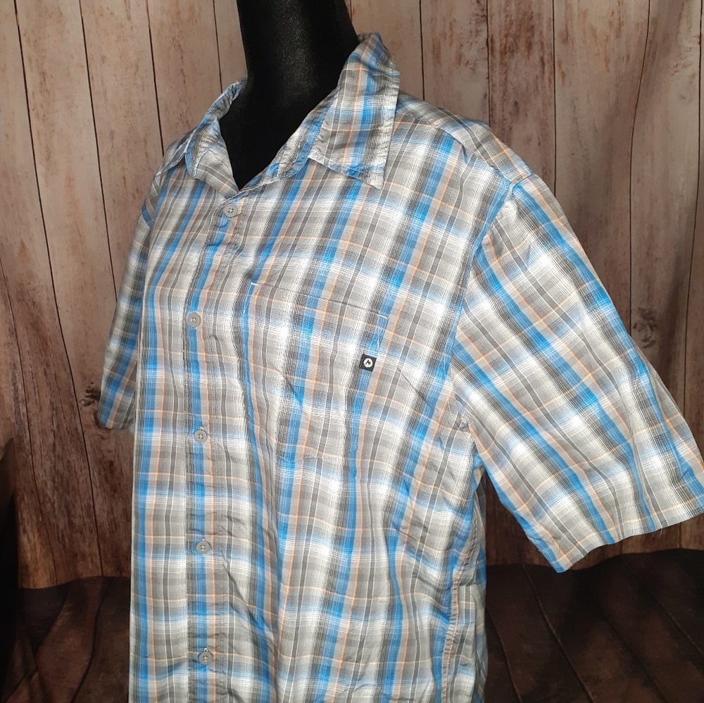 MARMOT Grey Plaid Button Down Shirt LARGE
